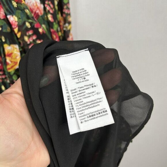 J.Crew Womens Dress Extra Large Tie Front Lurex Floral Maxi Cottagecore Prairie - Picture 12 of 15